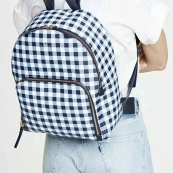 Kate Spade Navy and White Checkered Backpack